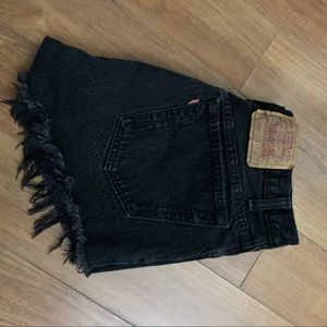 Levi's 501 Jeans Cut Offs Black Faded Button Fly